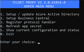 TelnetProxy V2 Menu