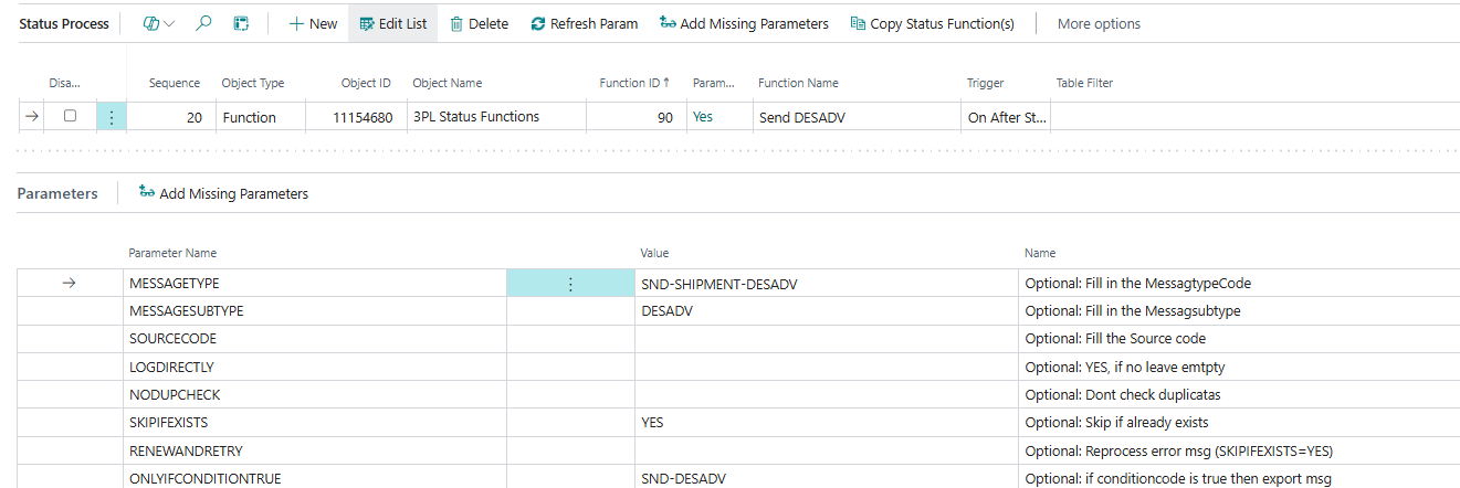 DESADV Status Template