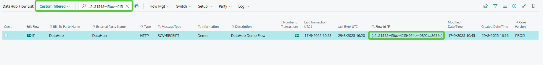 DataHub flow list Example