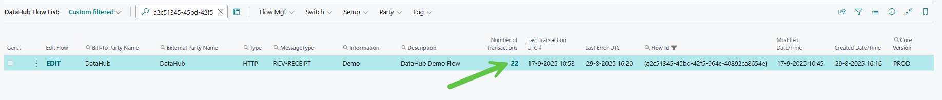DataHub flow list open Example