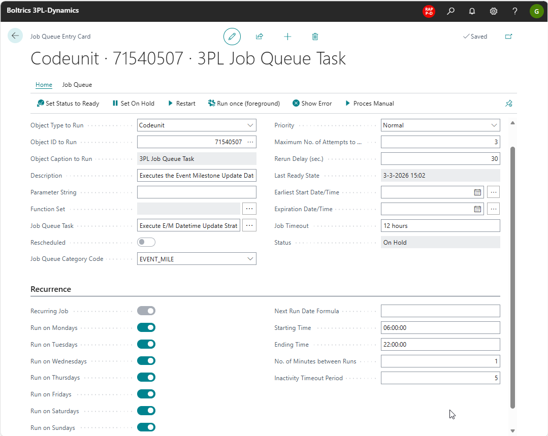 Job Queue Event & Milestone Date Time Update Strategy