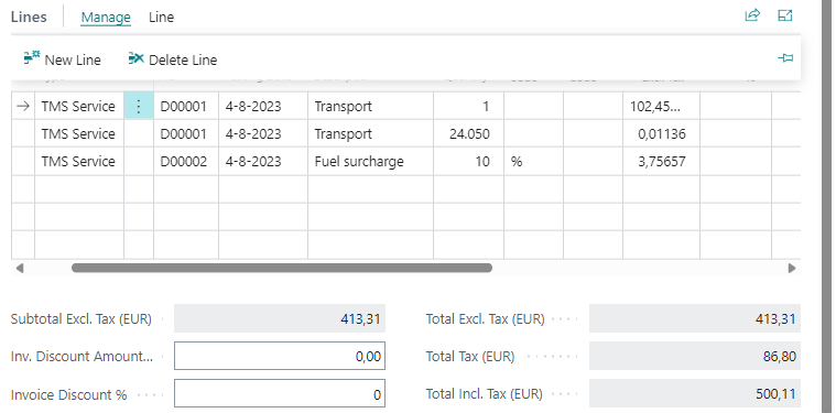 Sales Invoice Lines