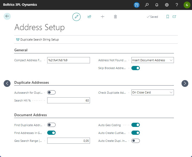 Address Setup