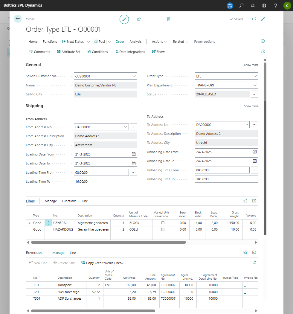 Example order condition ADR