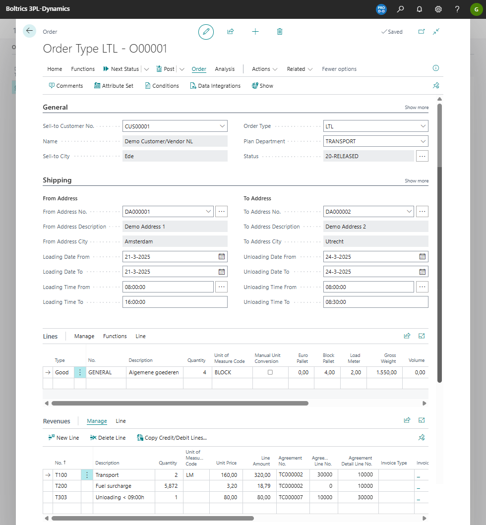 Example order condition UL UPTO 09