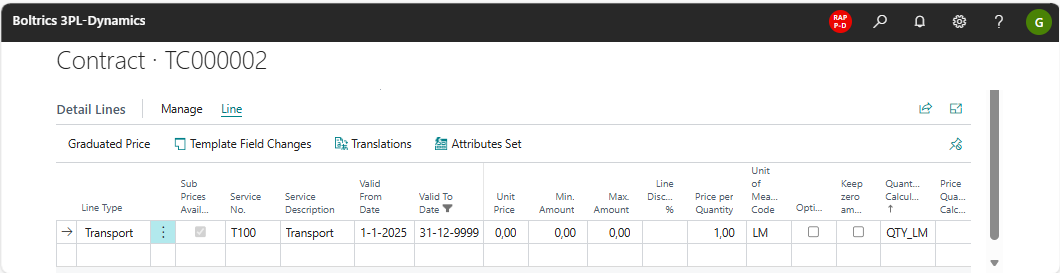 Contract Detail Lines