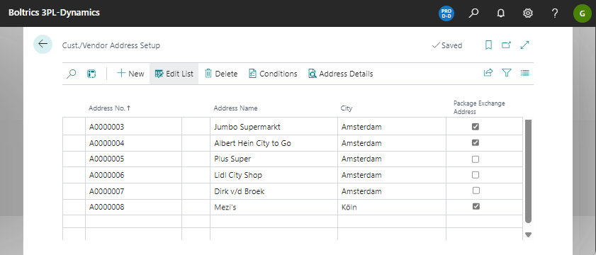 Cust./Vendor Address Setup