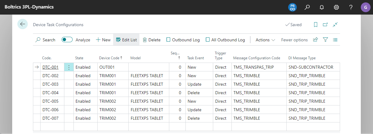 Device Task Configuration