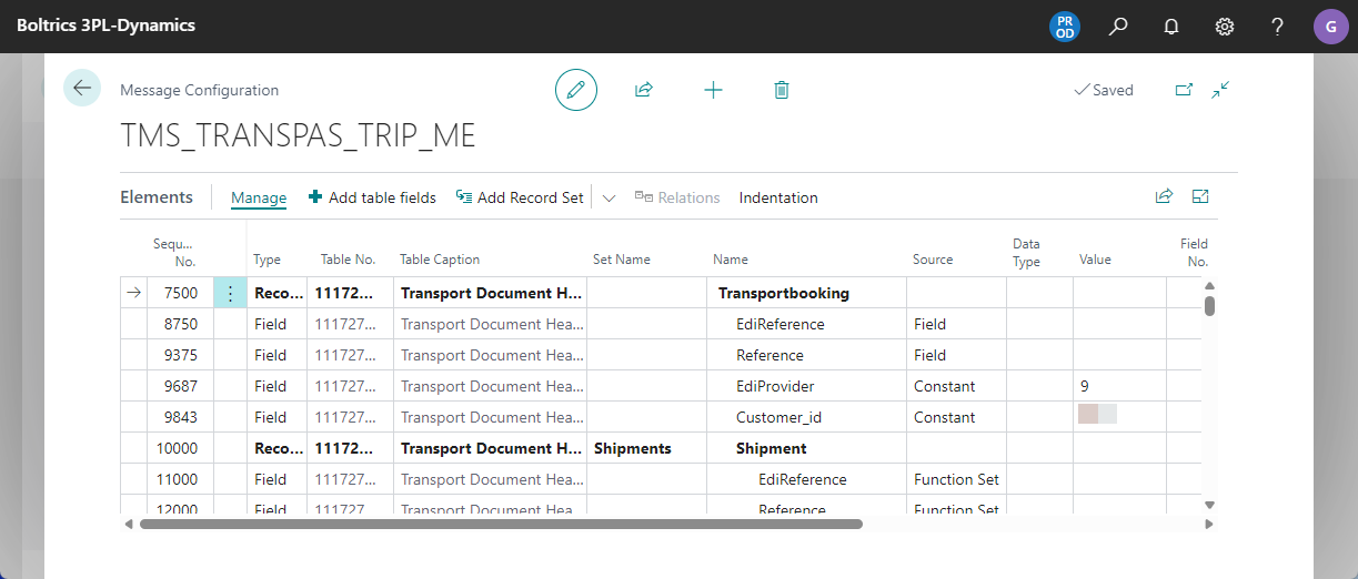 Message Configuration Element