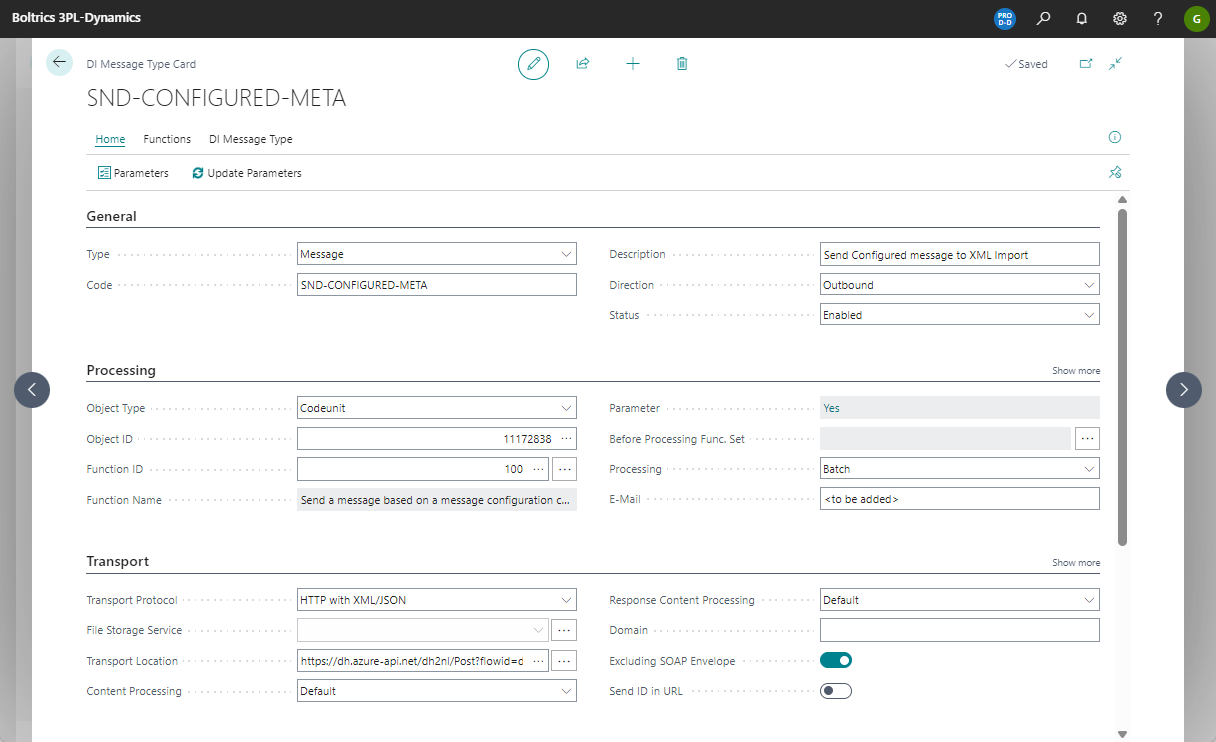 Message Type SND CONFIGURED META