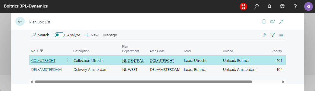 Planbox configuration