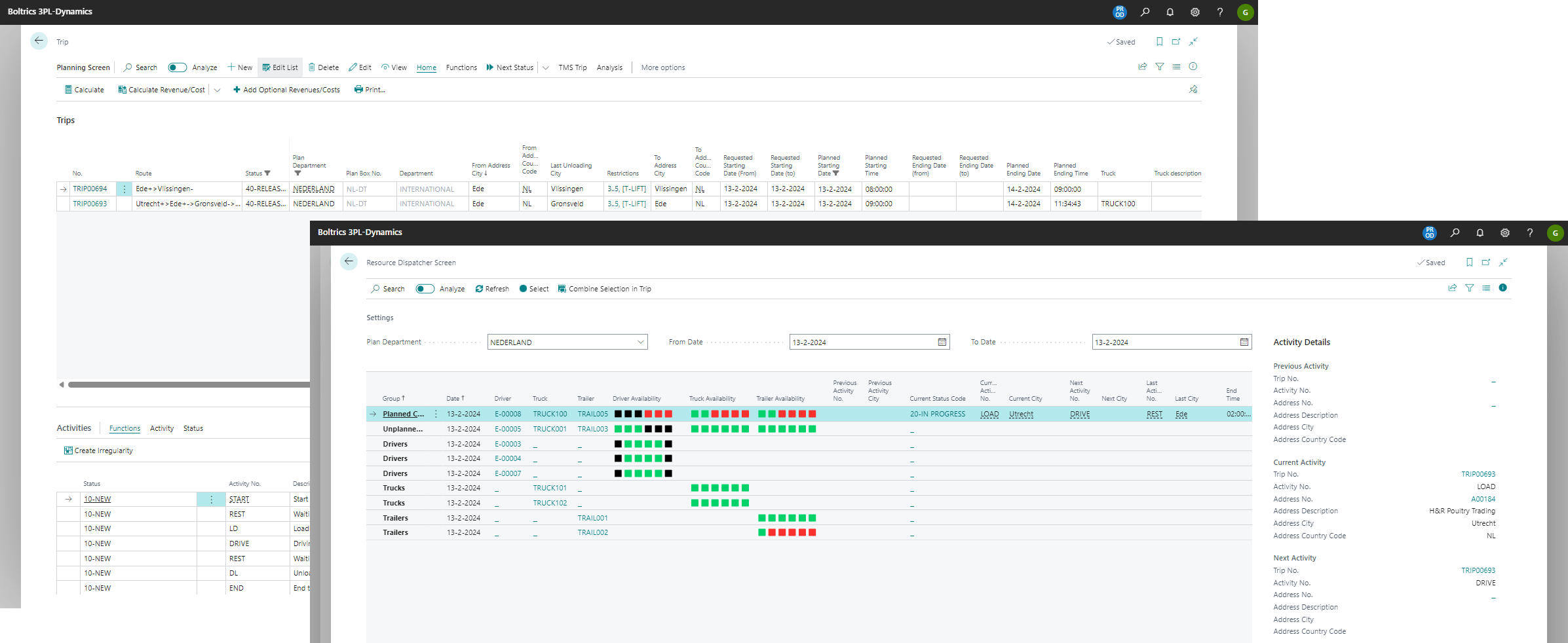 Resource Dispatcher Screens