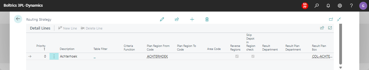 Routing Strategy Detail Line