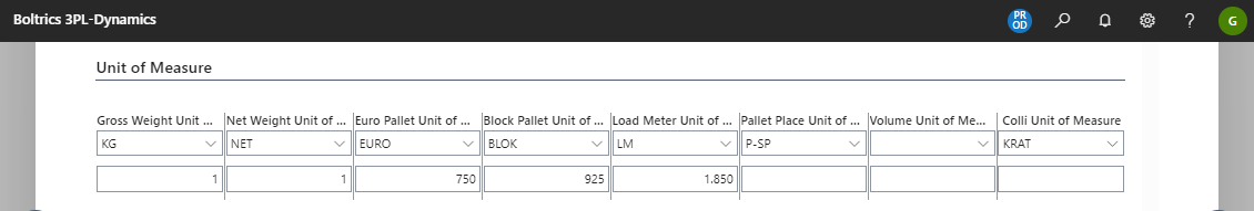 Setup Unit of Measure