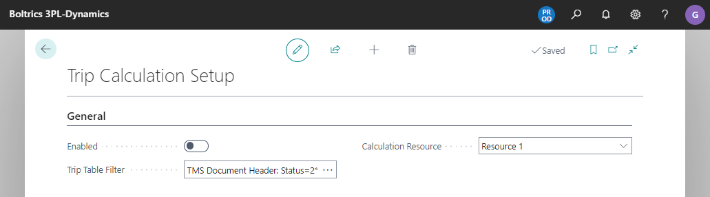 Trip Calculation Setup