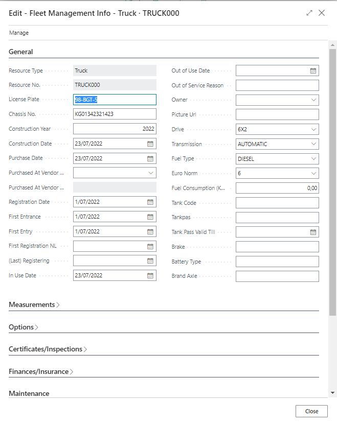 Fleet Management Info