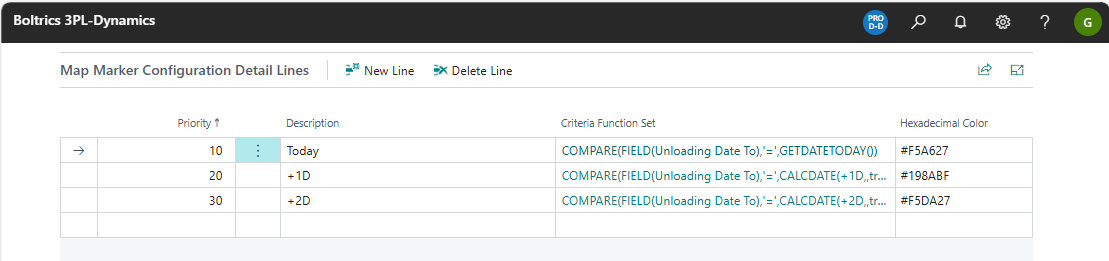 Marker Configuration Detail Line