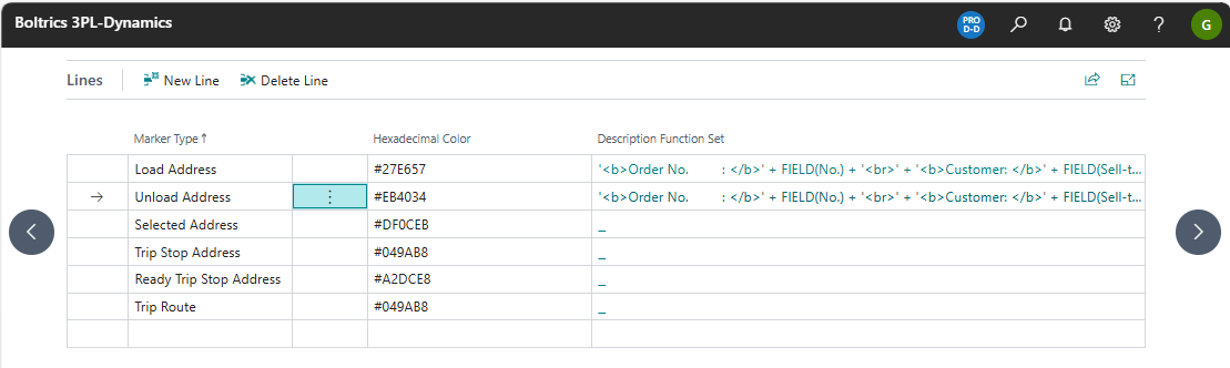 Marker Configuration Line